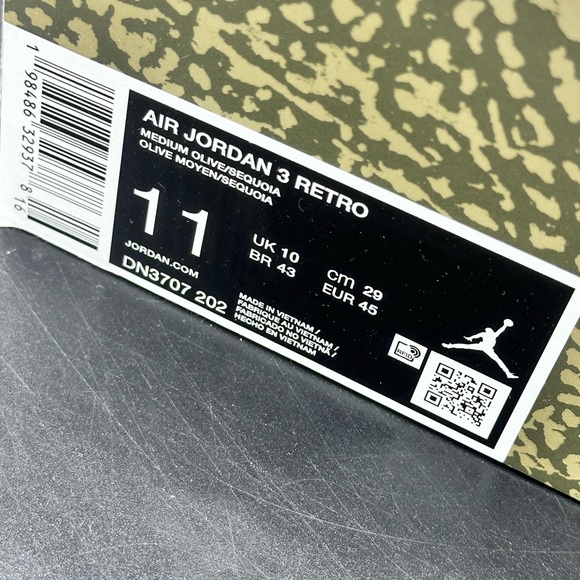 Air Jordan 3 Family Affair Medium Olive Size 11 DN3707-202 NEW WITH BOX - Picture 5 of 5